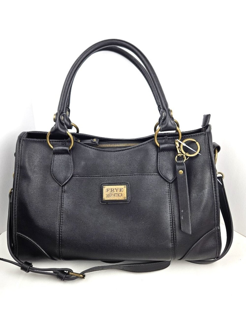 Frye and Company Satchel Handbag Purse Black Bag Pocketbook With Key Chain